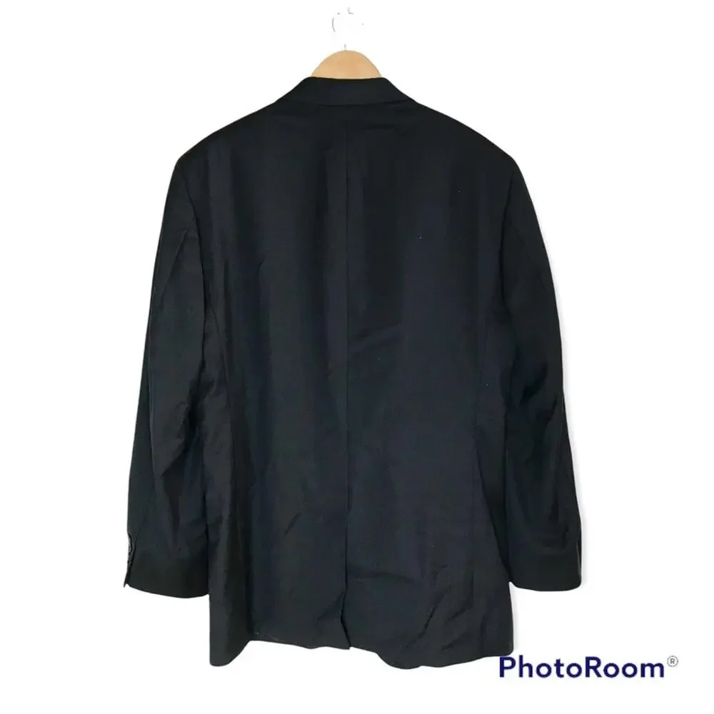 Brooks Brothers 346 Stretch Men's 43L Black 100% Wool 2 Button Blazer Jacket